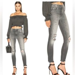 Mother the swooner ankle chew distressed jeans